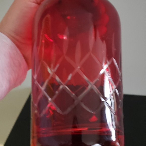 Vintage Ruby Red Flash To Clear Vase/Dicanter - Picture 16 of 16